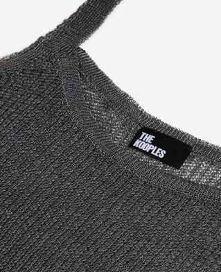 The Kooples FEMME GREY SILVER débardeur effet cotte de maille gris