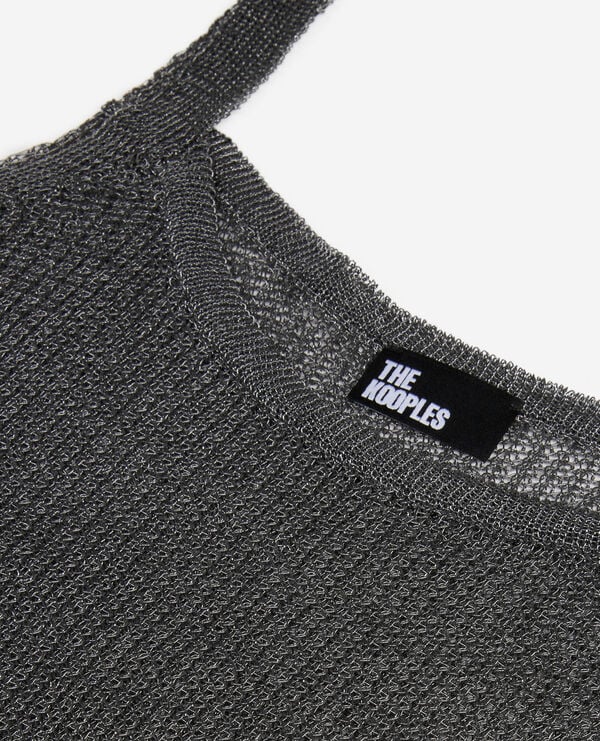 The Kooples FEMME GREY SILVER débardeur effet cotte de maille gris