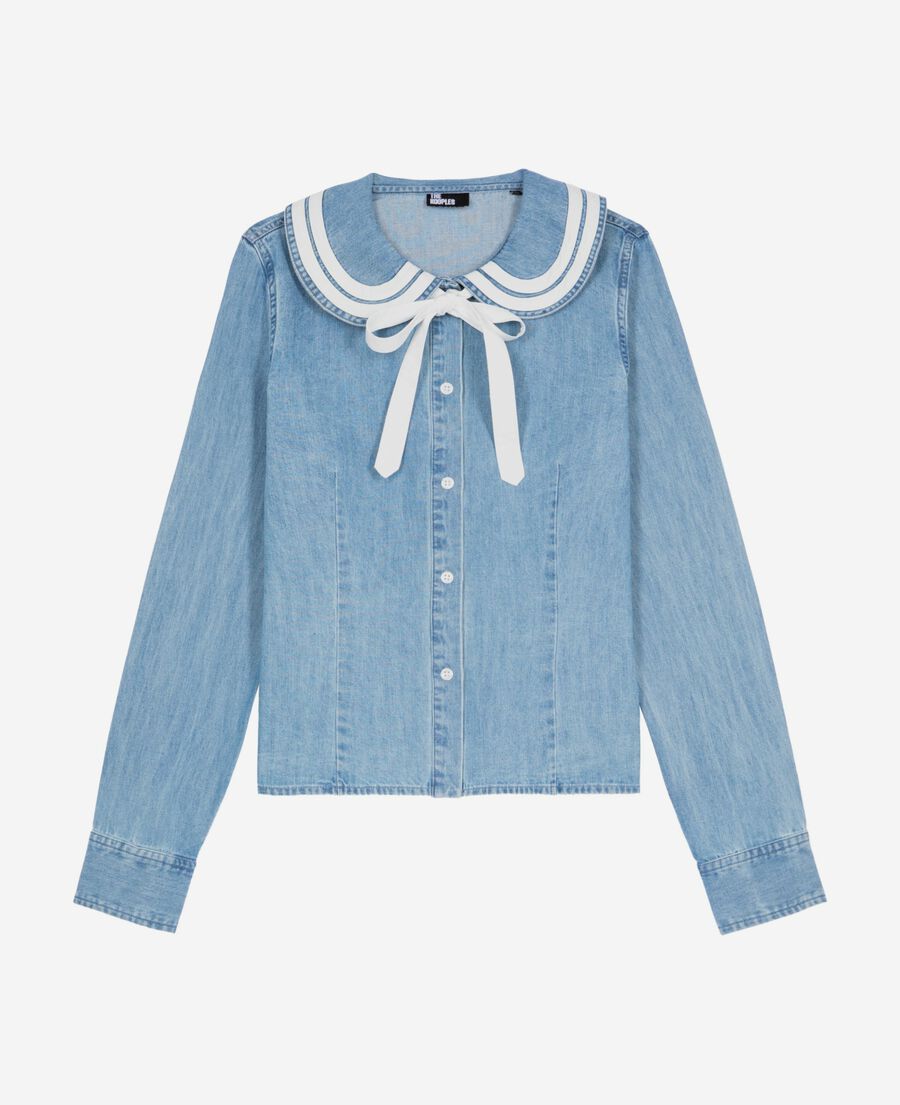 The Kooples FEMME BABY BLUE chemise col claudine en denim