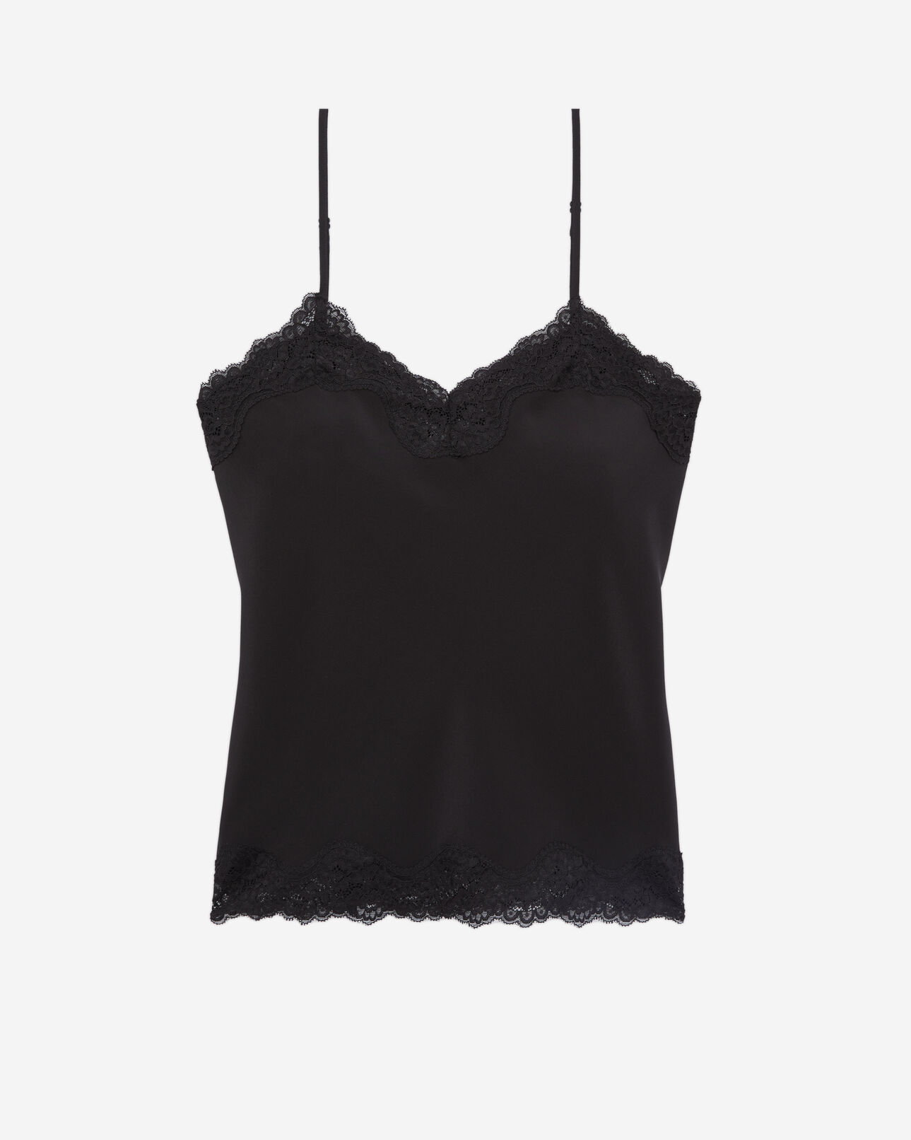 The Kooples FEMME BLACK caraco noir en soie avec détails en dentelle