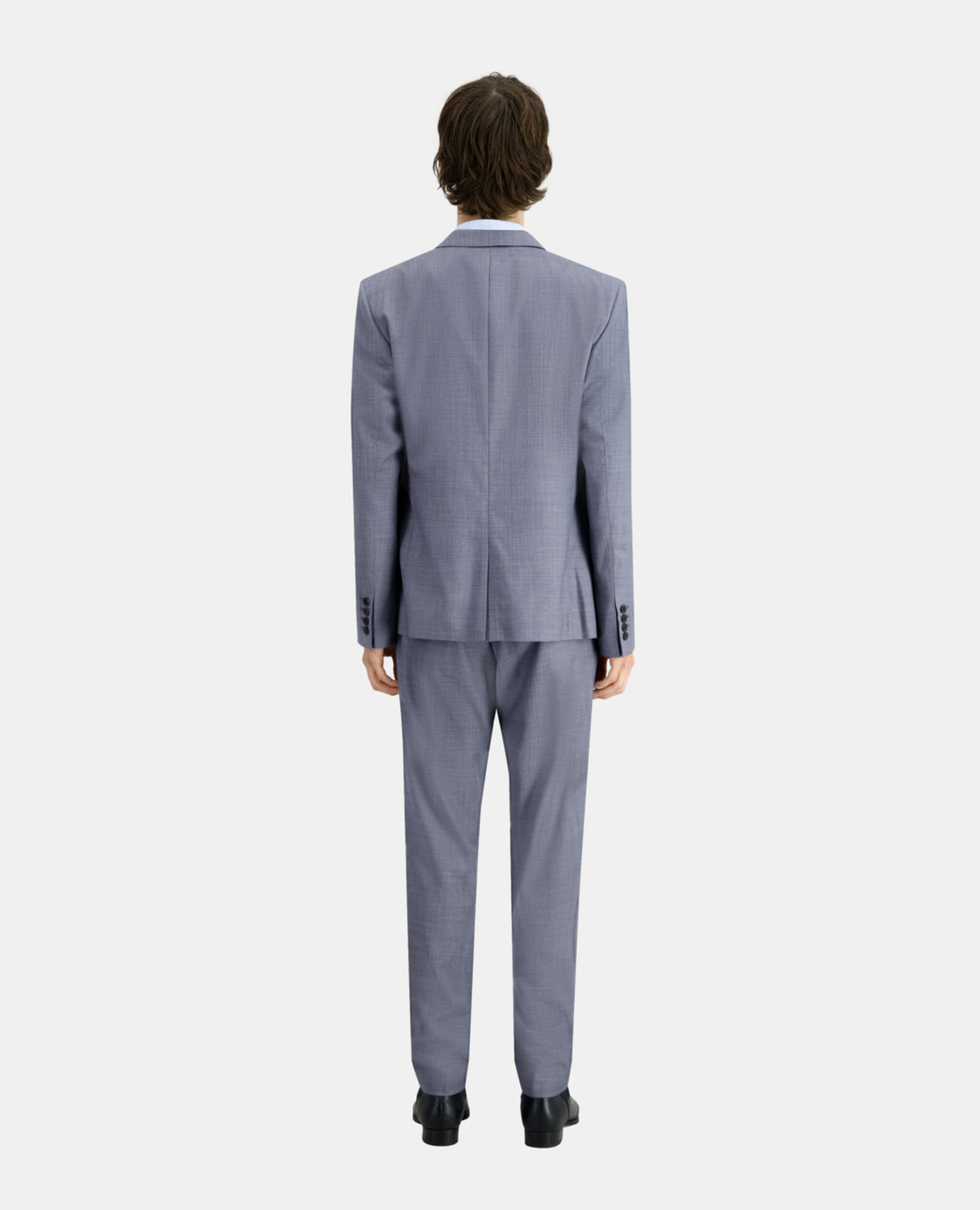 Blue and grey checkered wool suit blazer, LIGHT BLUE, hi-res image number null