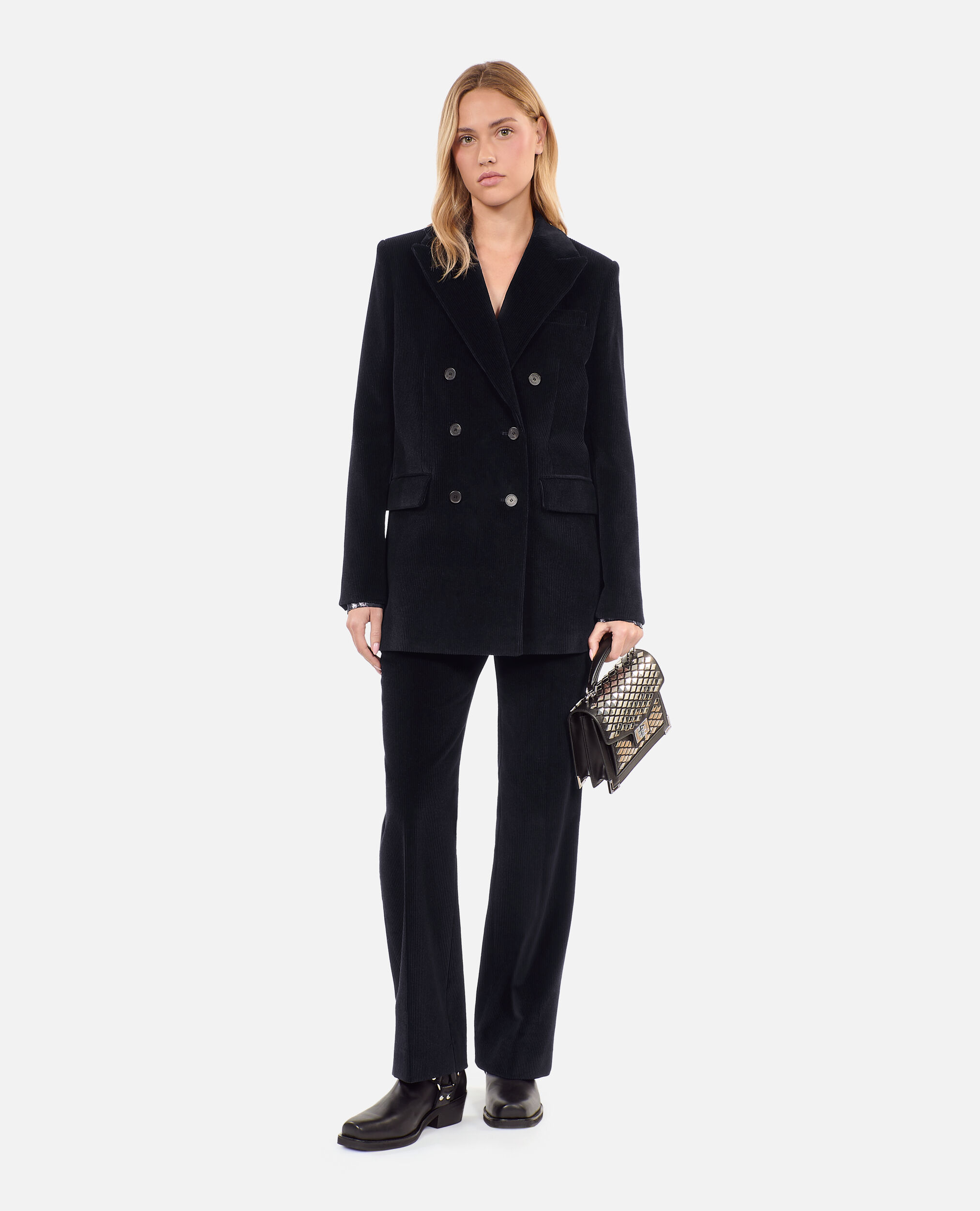 Veste tailleur en velours cotele noir