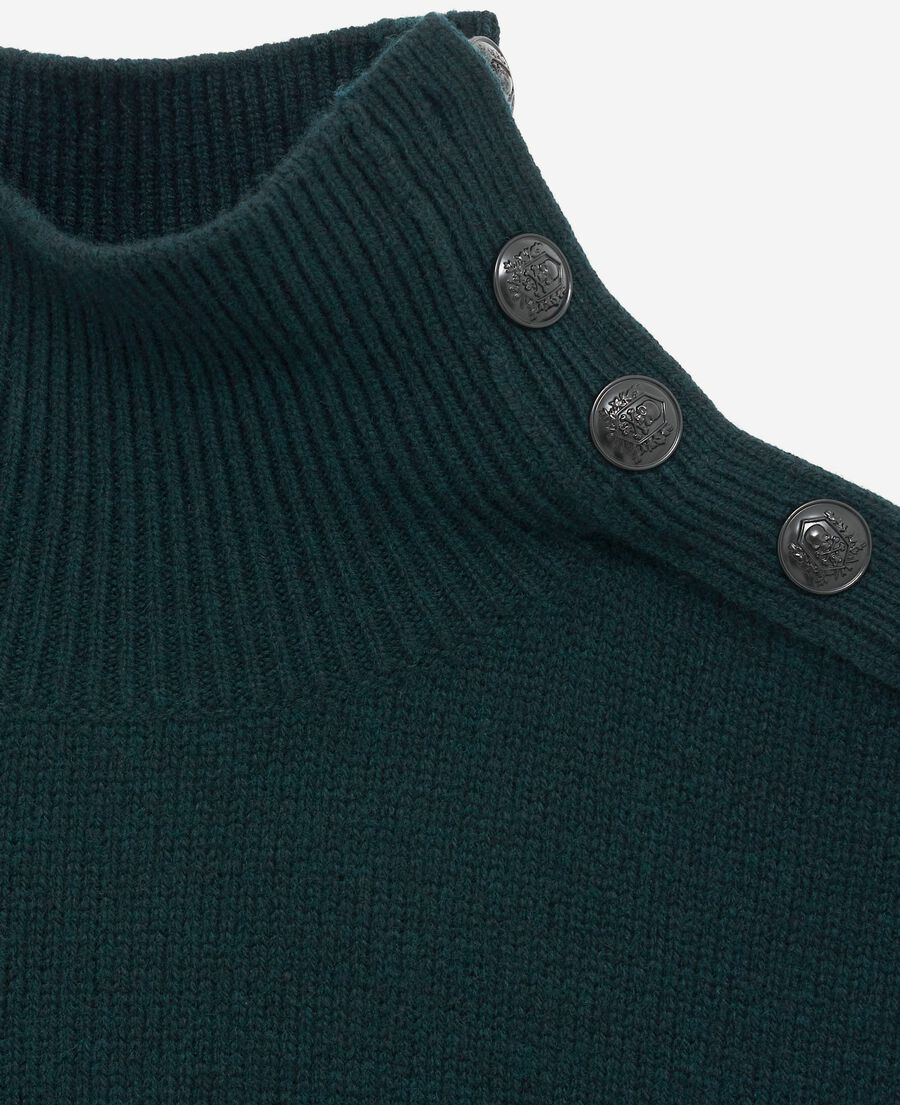 The Kooples WOMEN FOREST dark green wool stand-up collar sweater