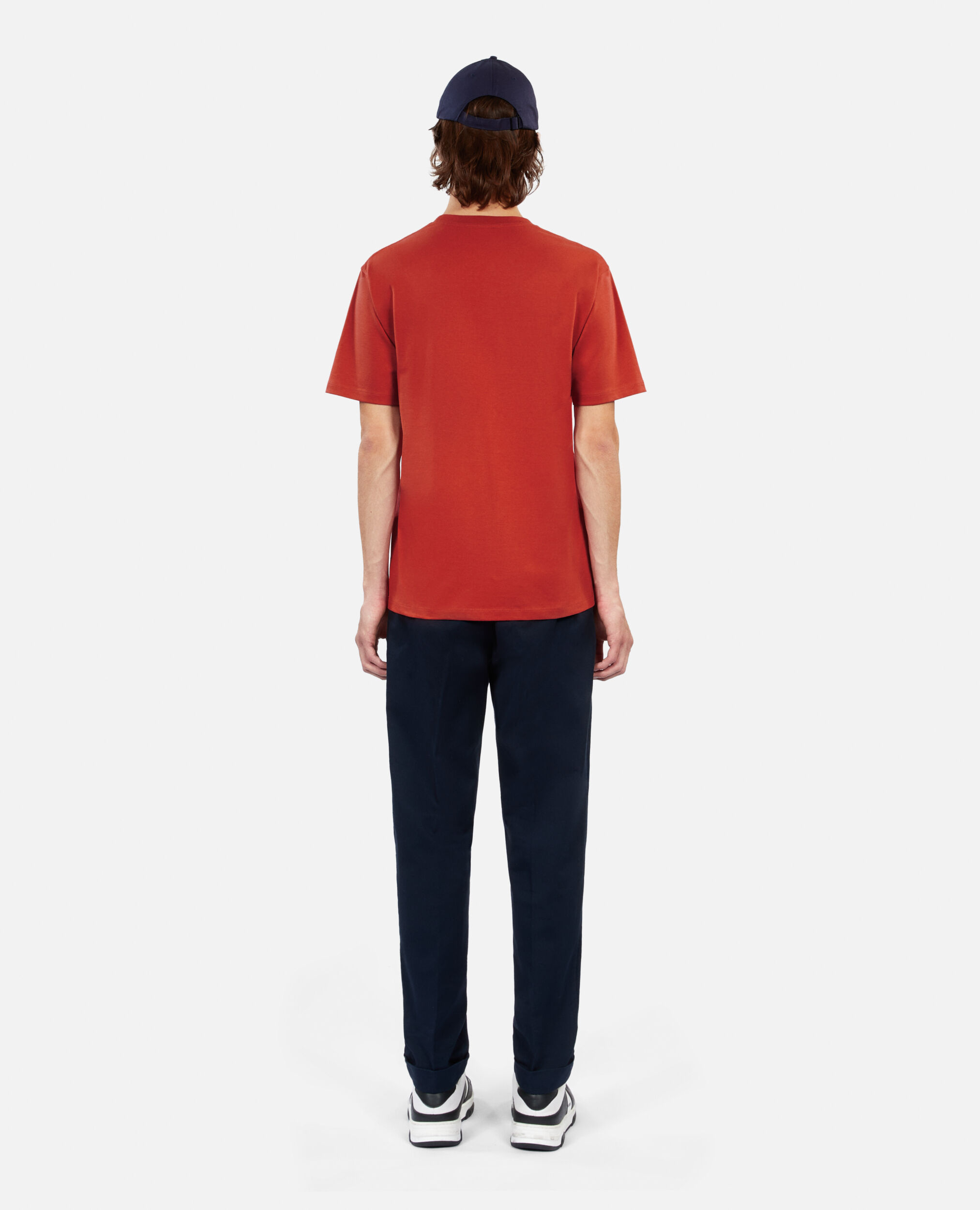 Rotes T-Shirt mit Palmen-Stickerei, RED BRIQUE, hi-res image number null