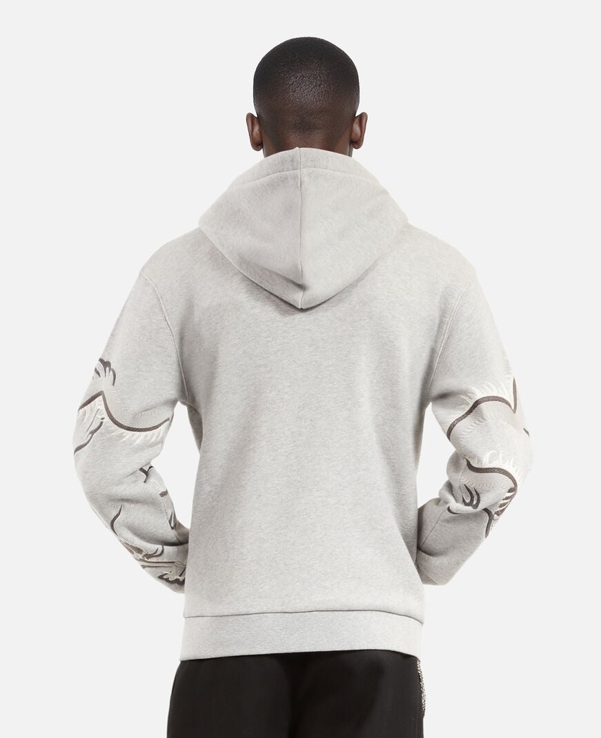 The Kooples MEN GREY MELANGE grey embroidered sleeve hoodie