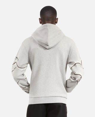 The Kooples MEN GREY MELANGE grey embroidered sleeve hoodie