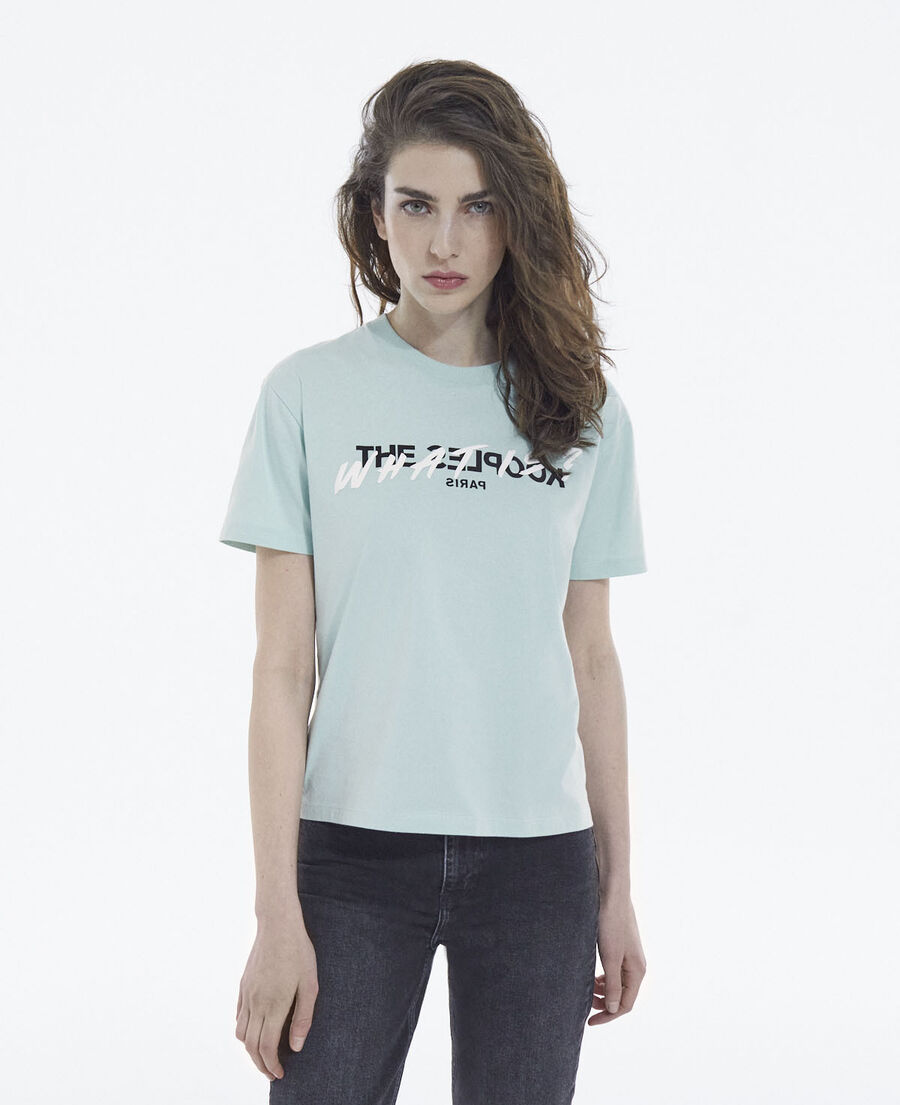 light green cotton t-shirt with inverted logo