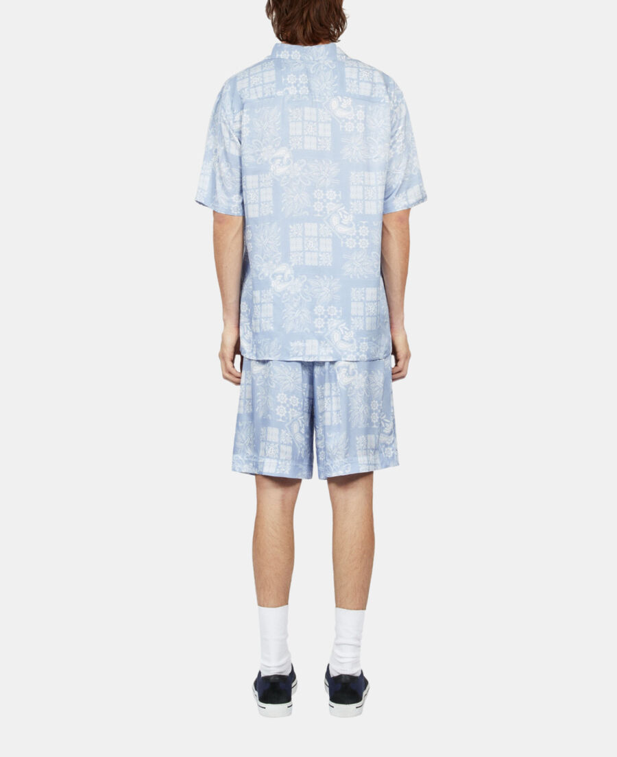 The Kooples H WHITE / SKY BLUE short-sleeved printed shirt