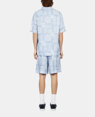 The Kooples H WHITE / SKY BLUE short-sleeved printed shirt