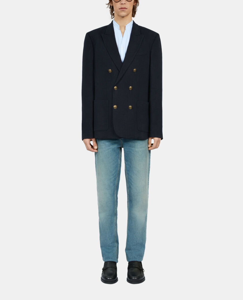The Kooples H DARK NAVY navy blue linen blazer