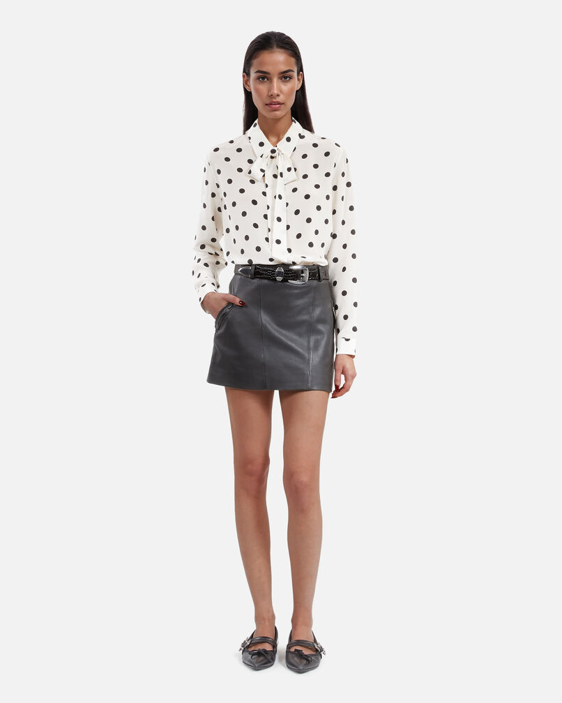 The Kooples FEMME BLACK STONE jupe courte en cuir noir