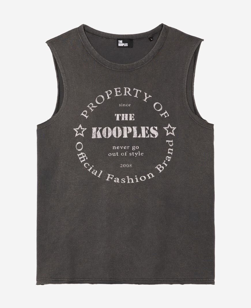 The Kooples F BLACK WASHED tank top with faded black screen print