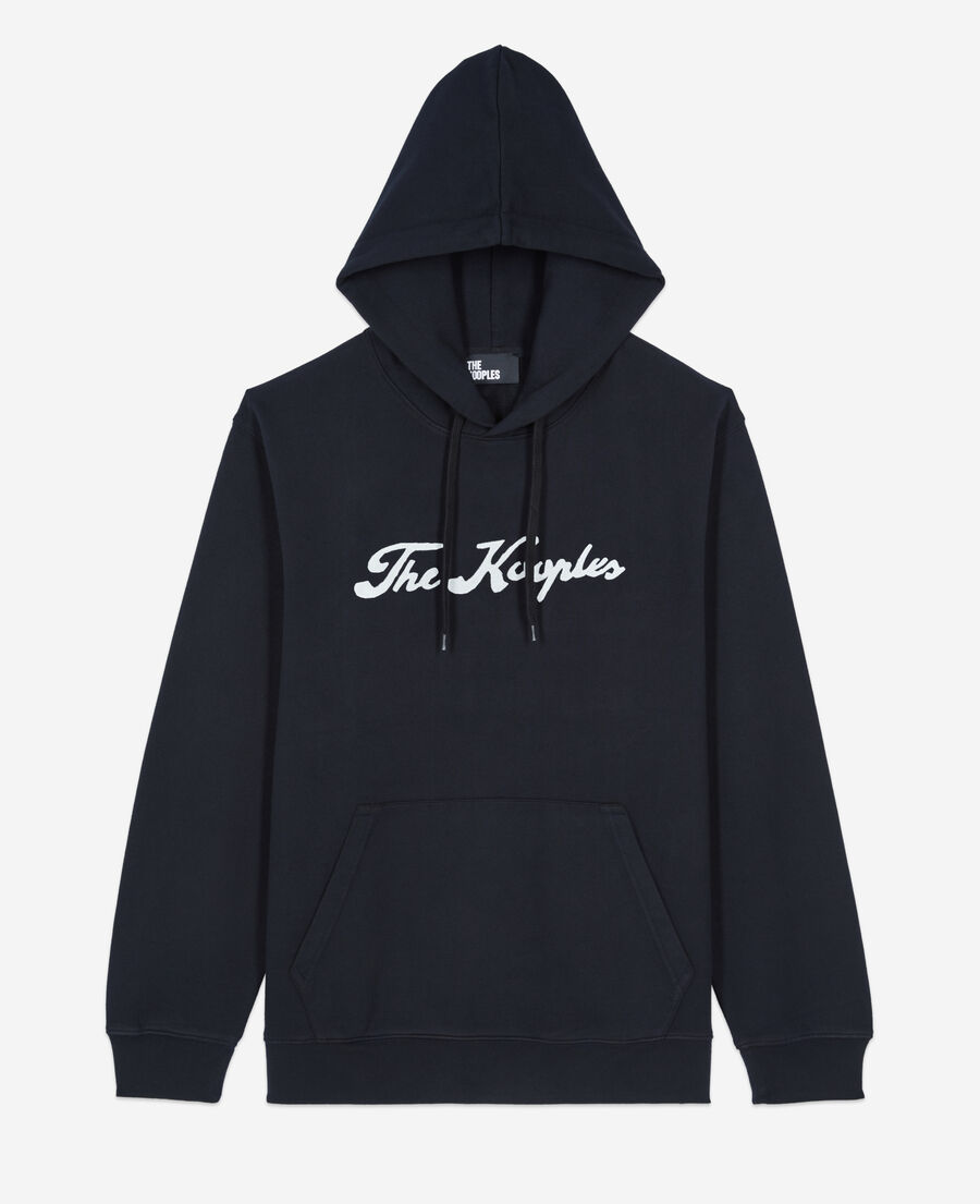 The Kooples MEN BLACK WASHED black logo hoodie