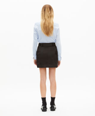 The Kooples WOMEN BLACK short black satin skirt