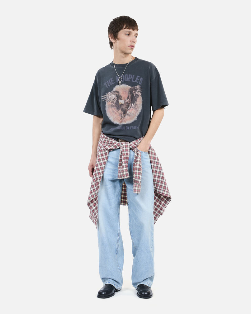The Kooples H BLACK WASHED black t-shirt with serigraphy