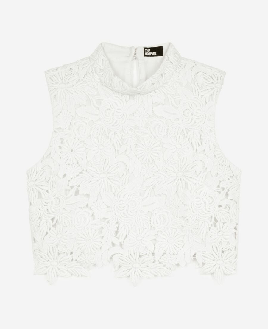The Kooples F ECRU ecru floral lace top