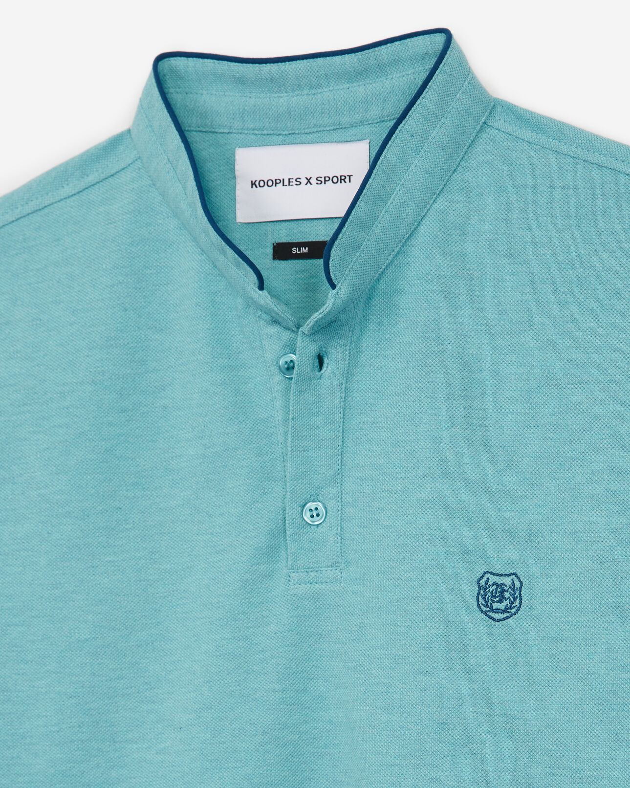 The Kooples HOMME AQUA GRN MEL / SAPHIR polo jersey vert détails contrastants