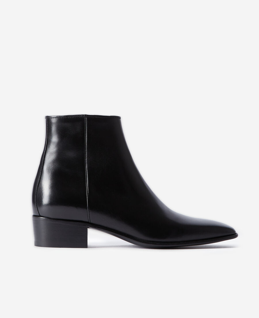 boots en cuir lisse noir