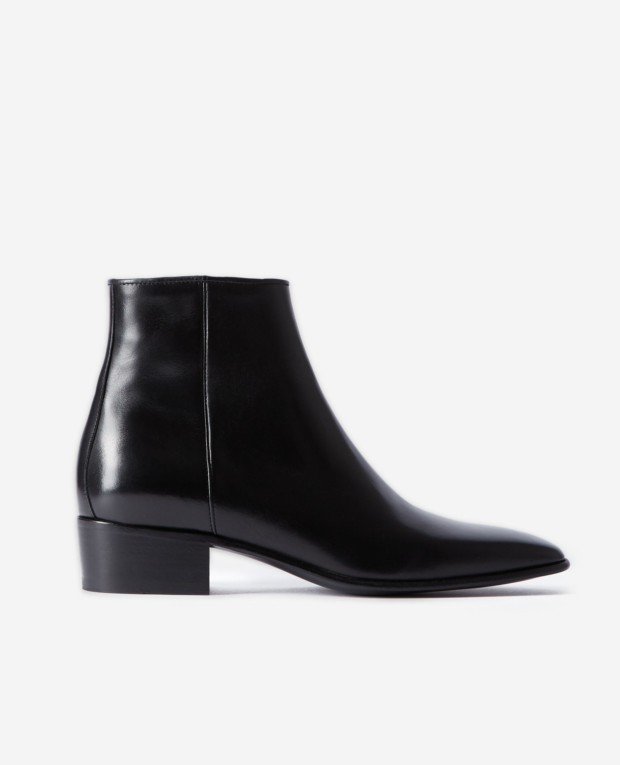 Schwarze Stiefel aus glattem Leder, BLACK, hi-res image number null