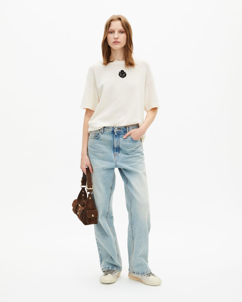 The Kooples WOMEN ECRU t-shirt with ecru honeycomb crest