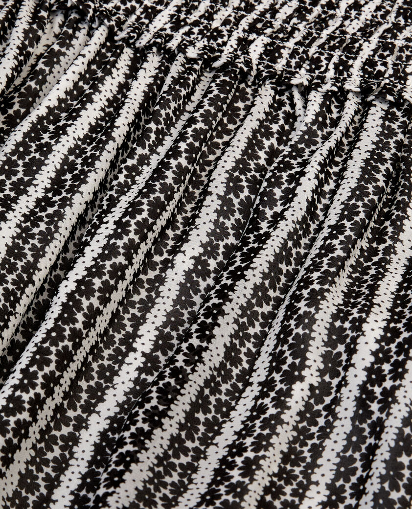 The Kooples WOMEN BLACK WHITE short printed skirt with smocks