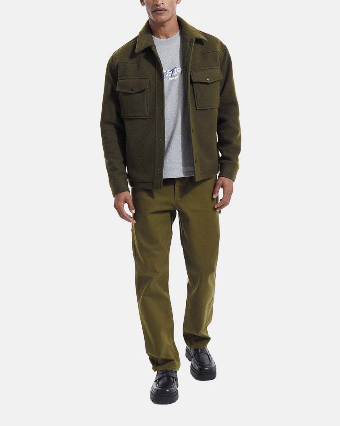 The Kooples MEN KAKI khaki straight-cut jeans w/ five pockets