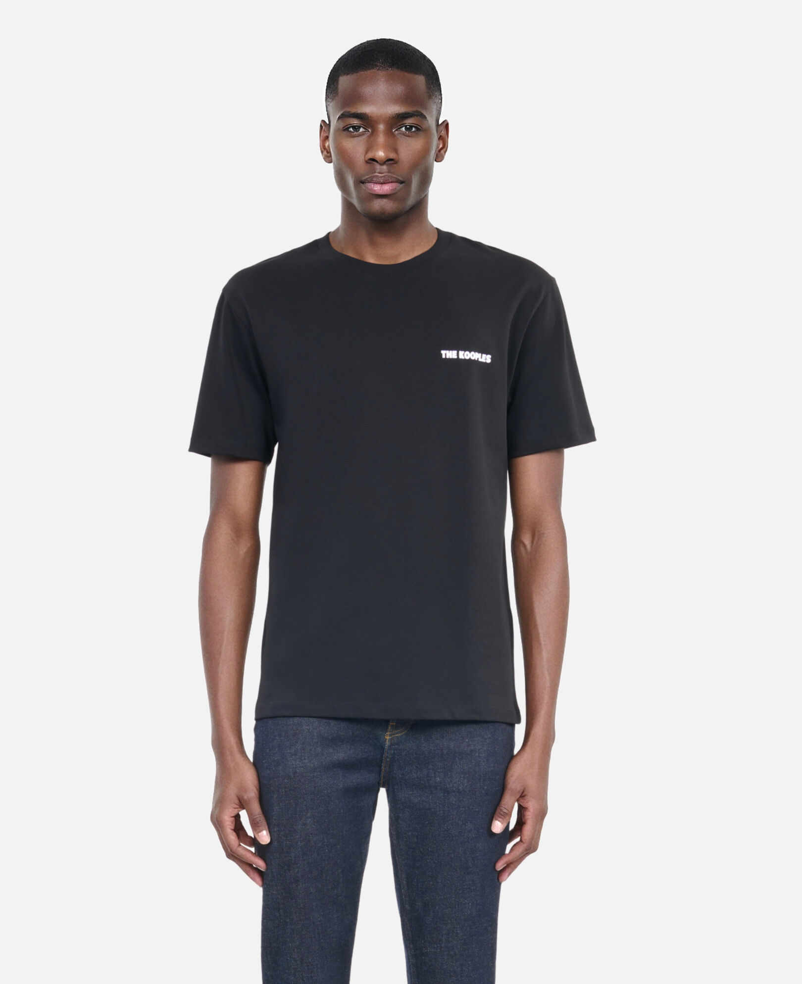 The Kooples MEN BLACK men's black t-shirt with logo serigraphy