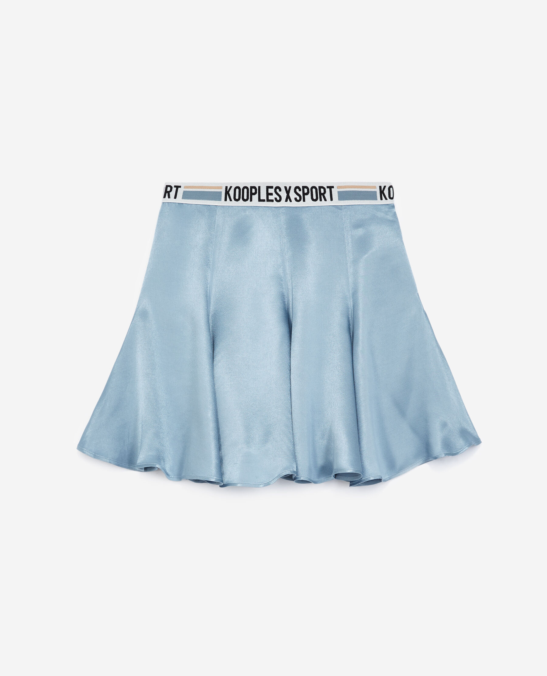 Flowing blue skater skirt with logo band The Kooples US