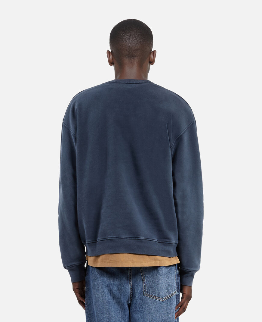 The Kooples MEN WASHED NAVY sweatshirt with navy blue logo screen print