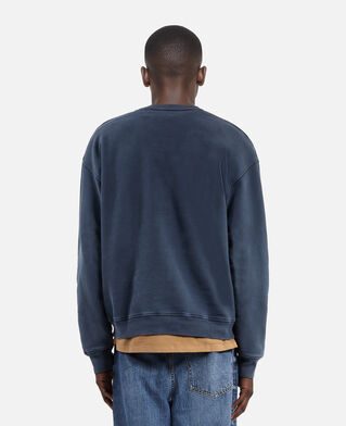 The Kooples MEN WASHED NAVY sweatshirt with navy blue logo screen print