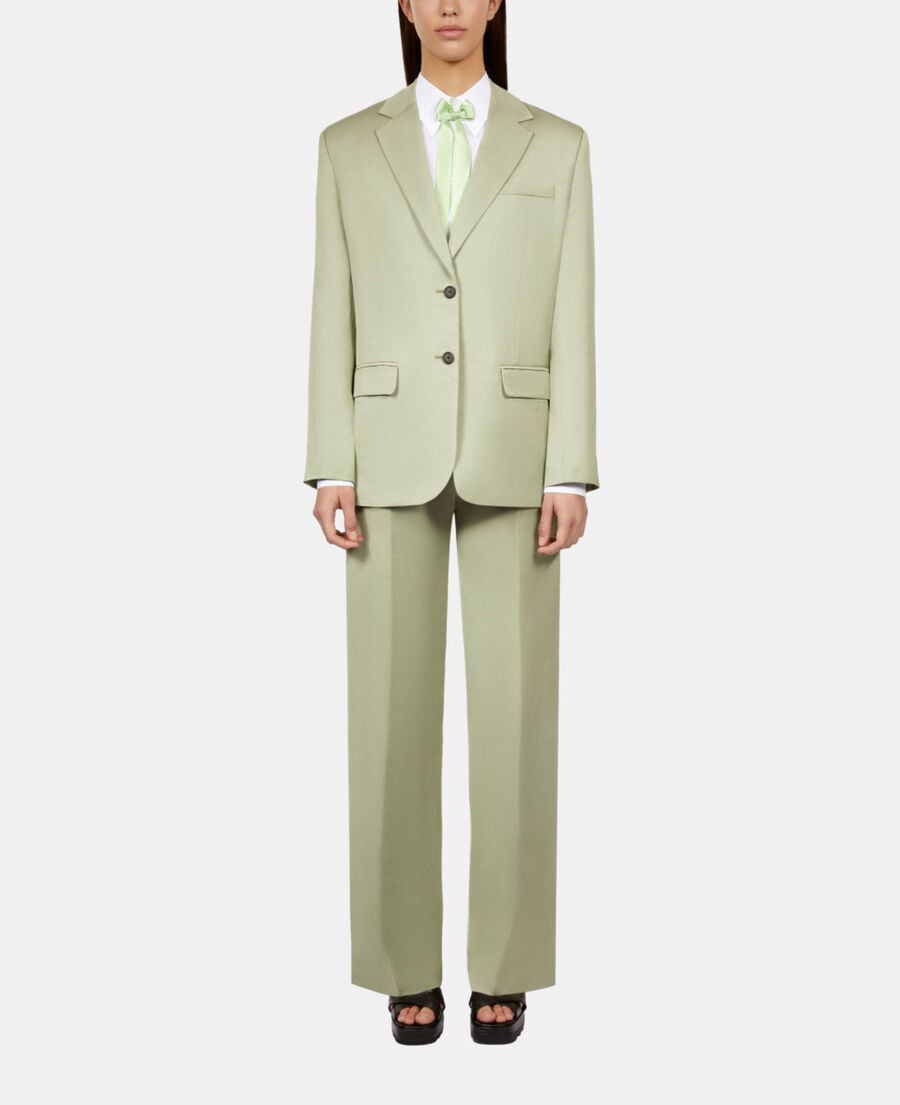 The Kooples WOMEN KAKI GREY light green linen suit jacket