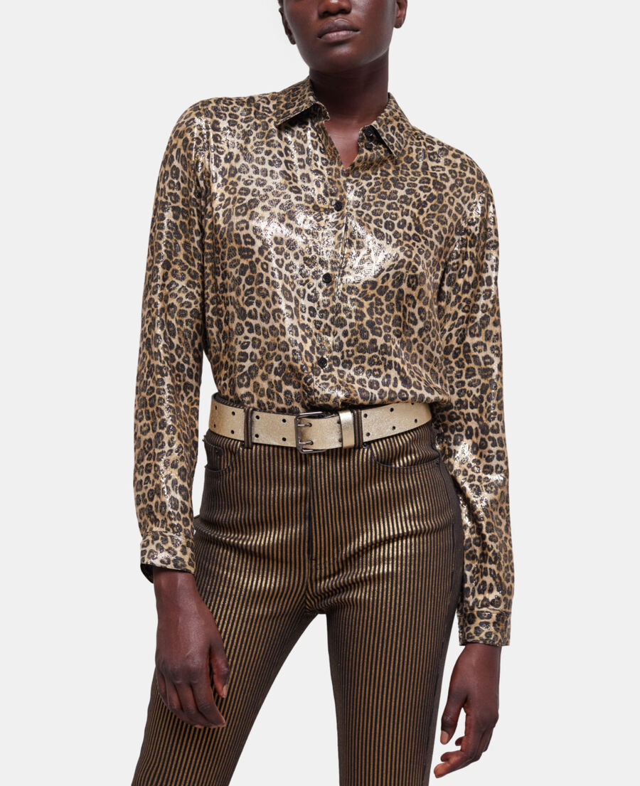 flowing leopard-print shirt