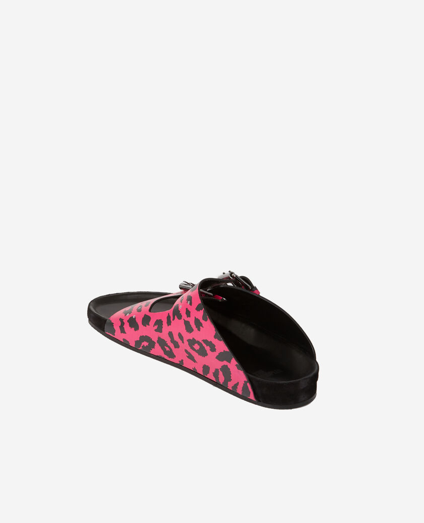 The Kooples WOMEN PINK printed leather sandals with double straps