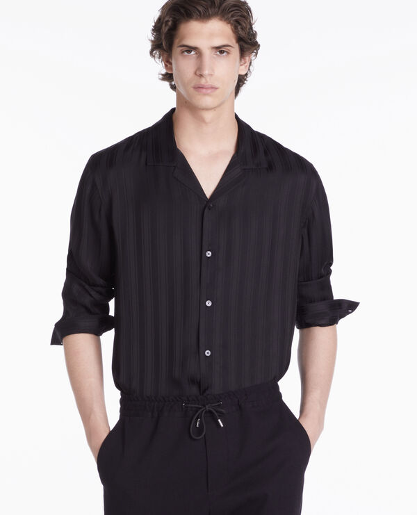 chemise jacquard noire à rayures