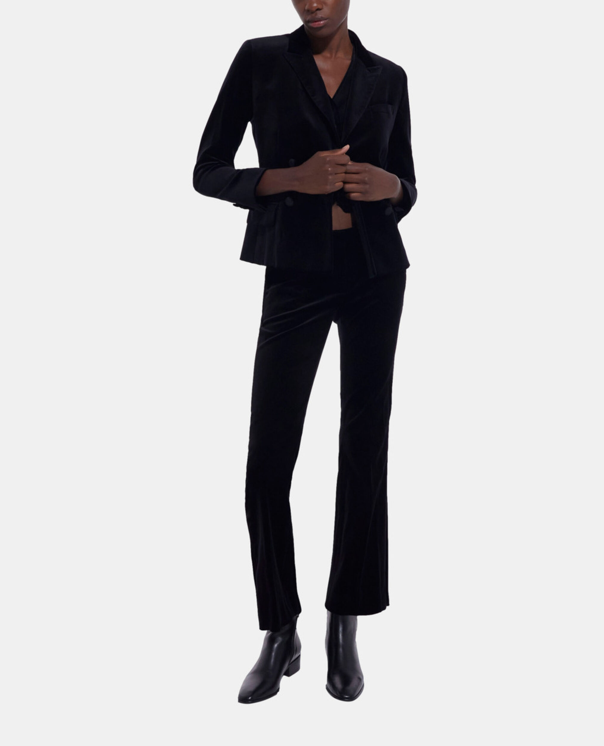 Veste de costume en velours noire, BLACK, hi-res image number null