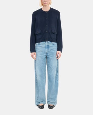 The Kooples DAMEN DARK BLUE marineblaue strickjacke aus wolle