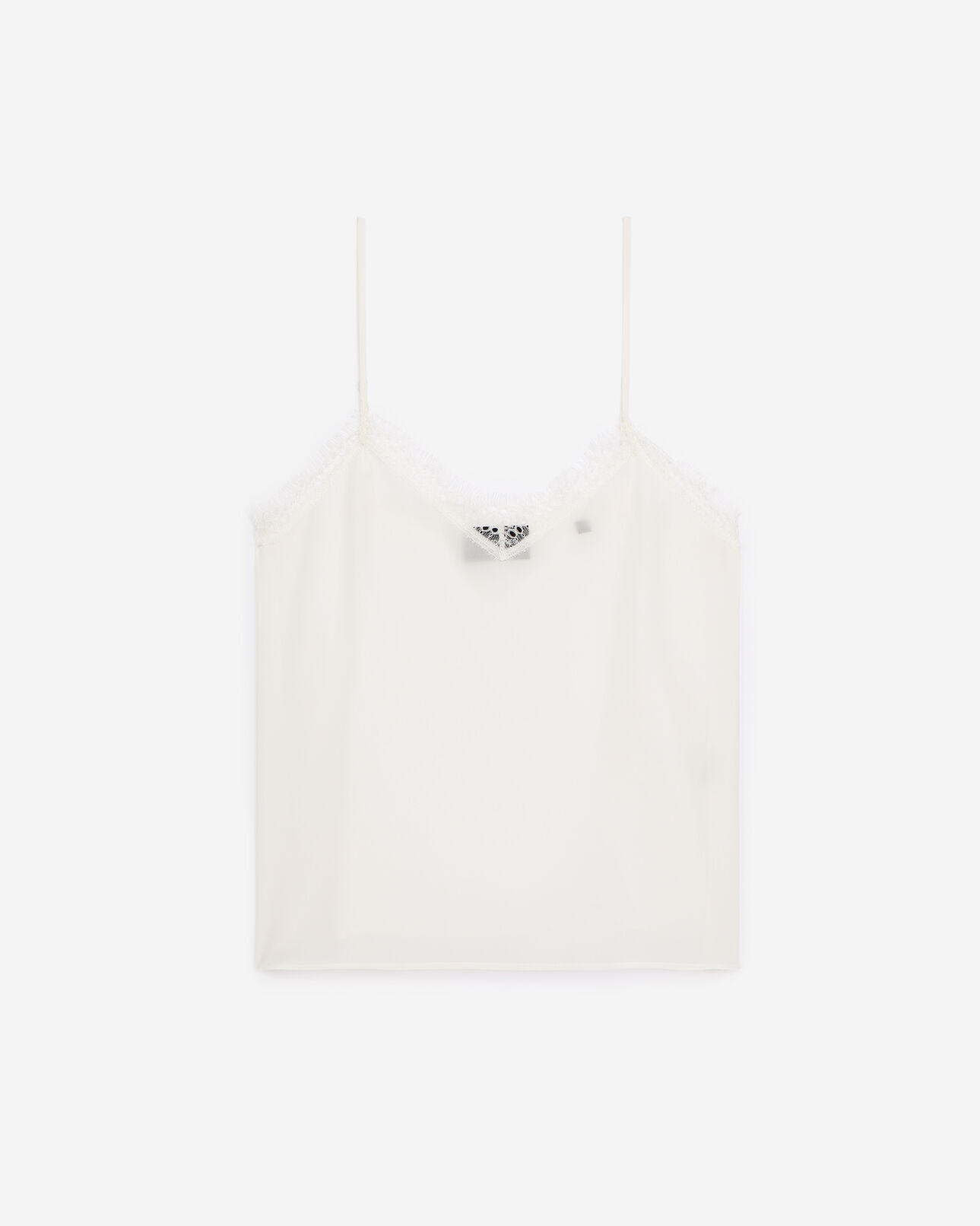 The Kooples WOMEN ECRU ecru silk camisole with lace detail