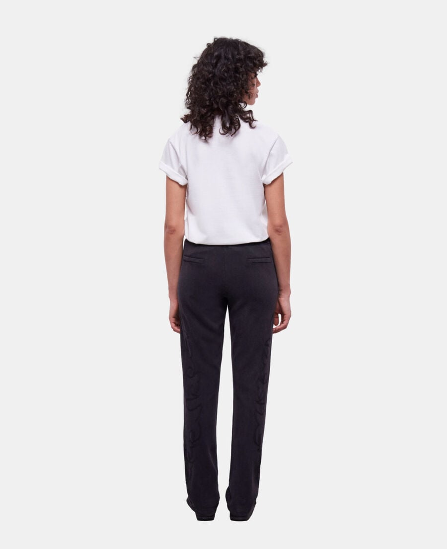 The Kooples WOMEN BLACK WASHED black joggers with western-style embroidery