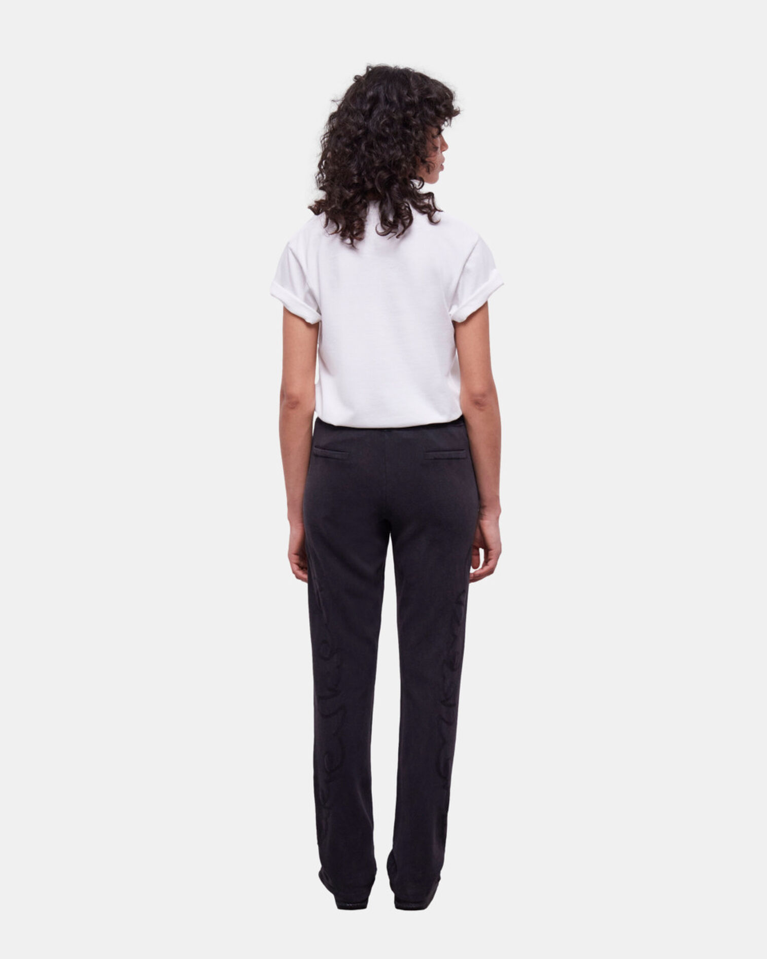 Black joggers with Western-style embroidery, BLACK WASHED, hi-res image number null