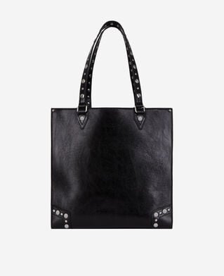 The Kooples DAMEN BLACK schwarze jill shoppingtasche aus leder mit nieten