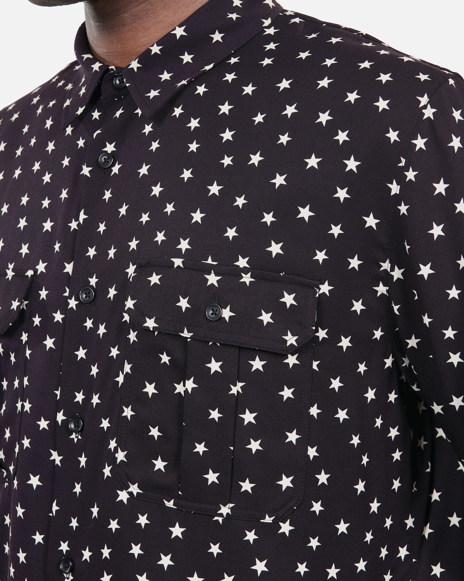 Chemise imprimée étoiles, BLACK WHITE, hi-res image number null