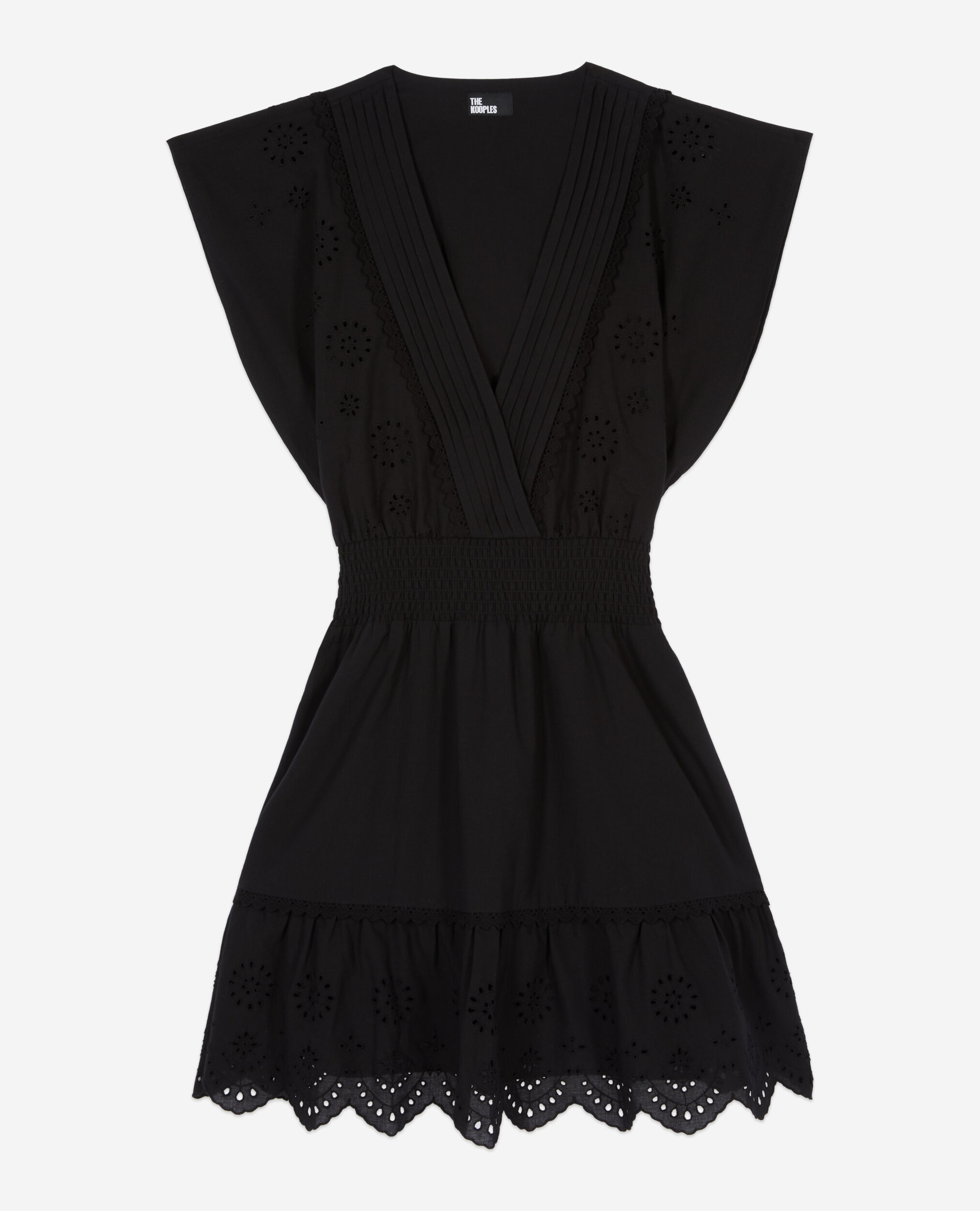 Vestido corto negro bordado inglés, BLACK, hi-res image number null