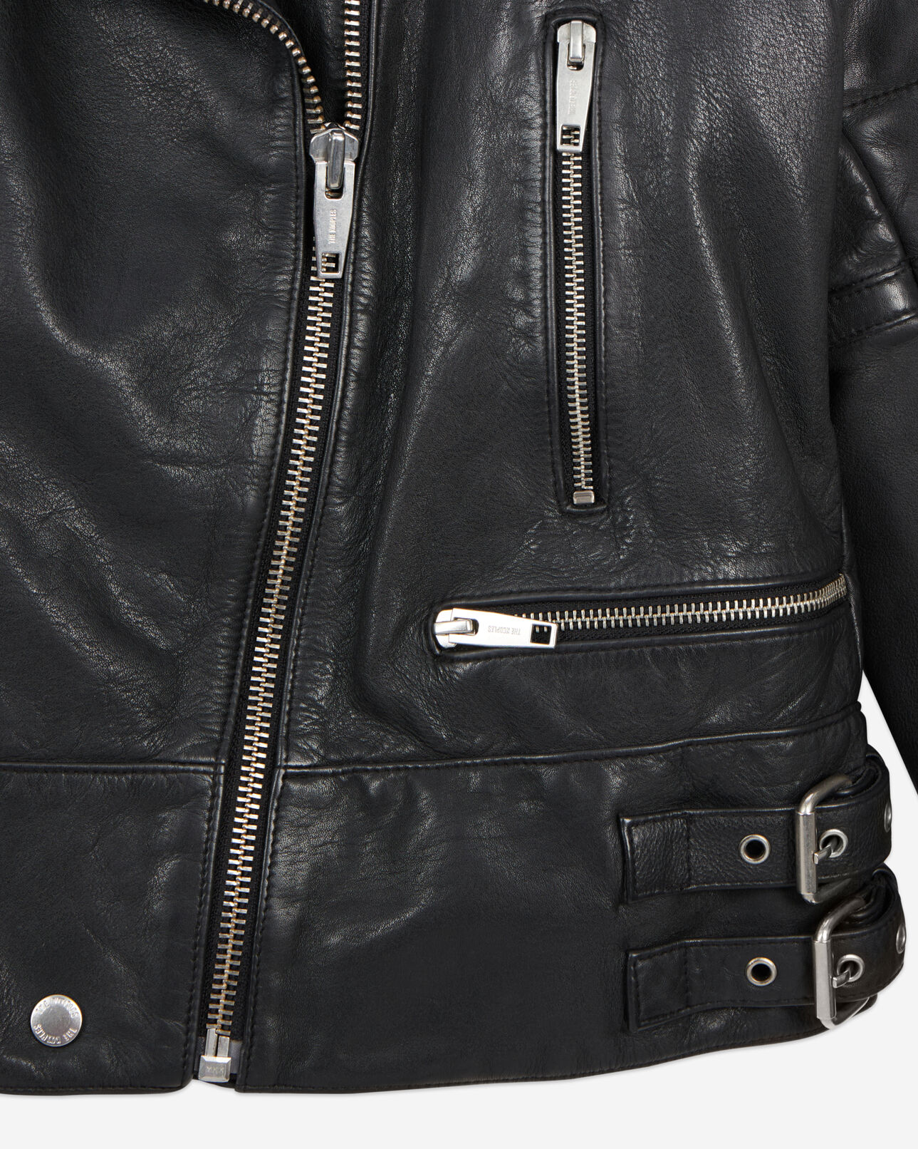 The Kooples WOMEN BLACK black leather biker jacket