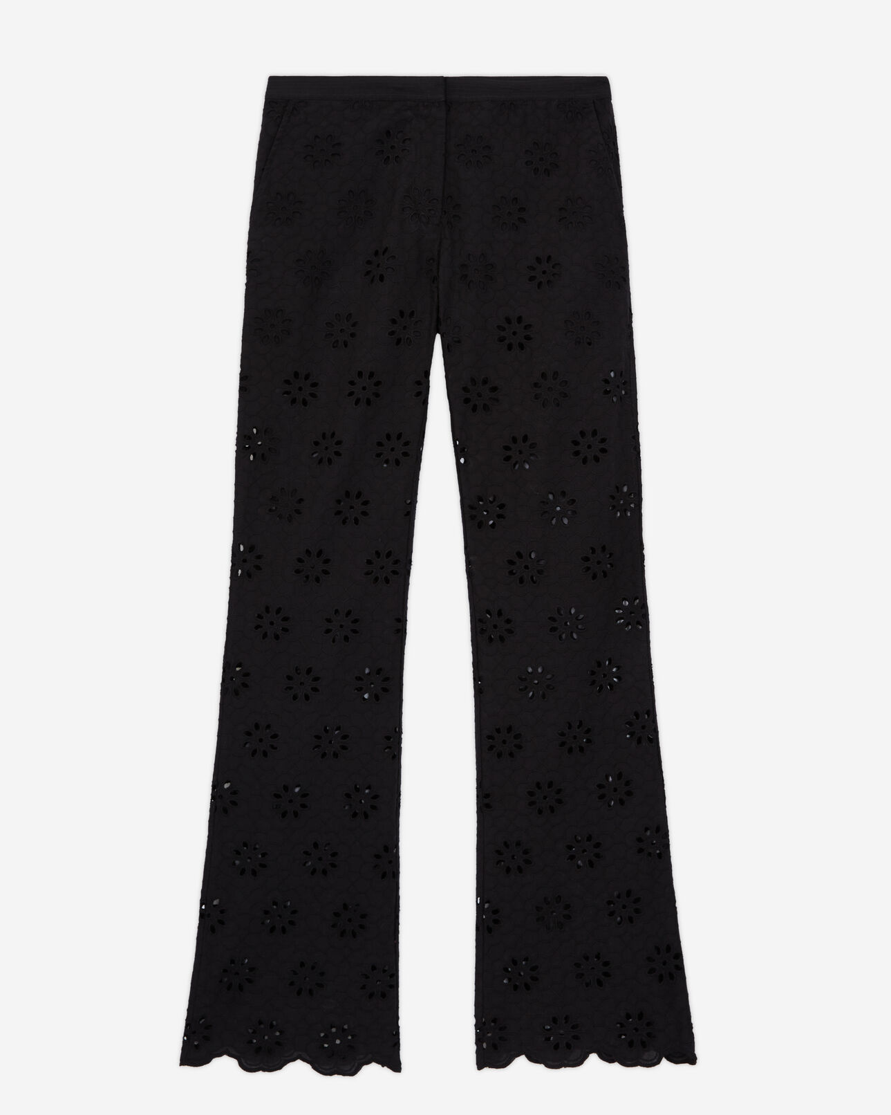 The Kooples WOMEN BLACK black pants with broderie anglaise