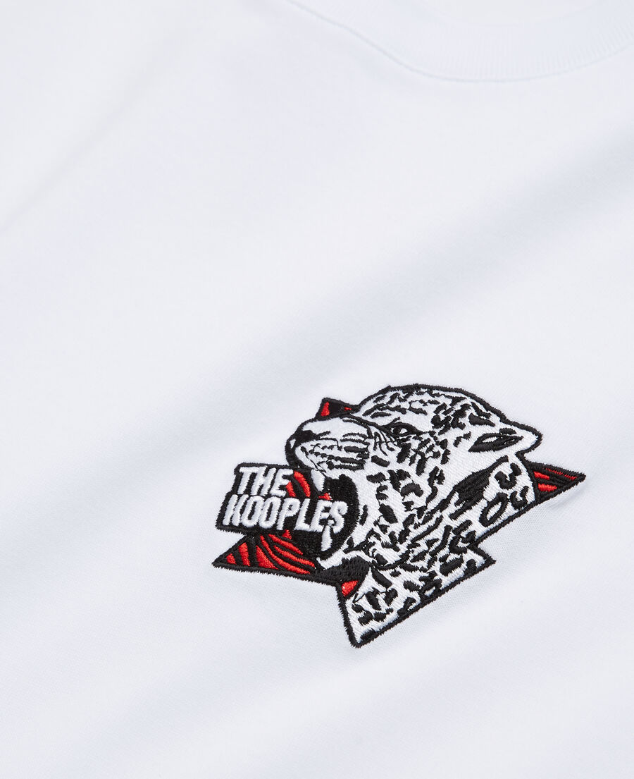 men's white screen print t-shirt