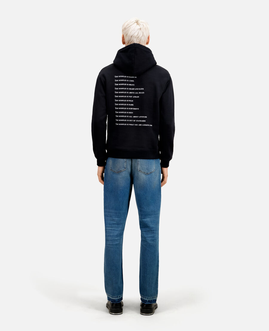 men's black sweatshirt with what is screen print