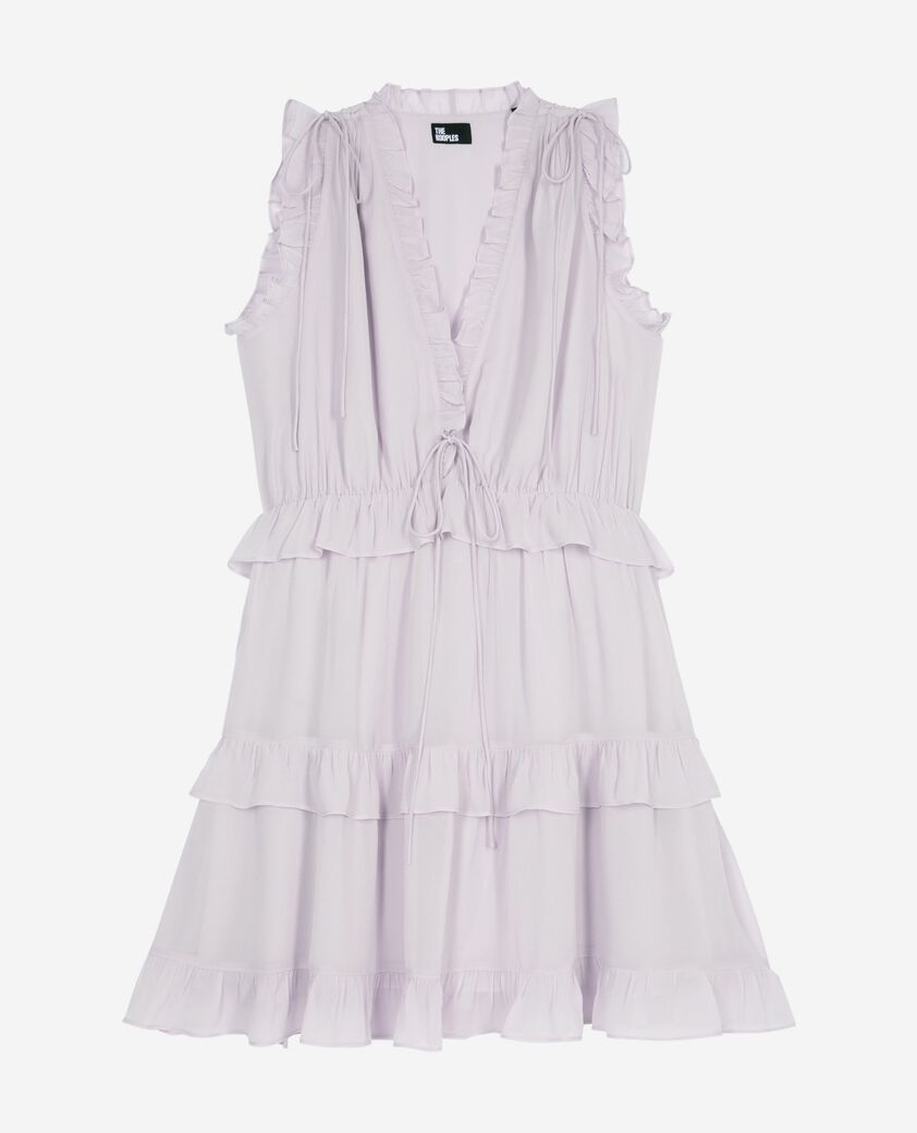 The Kooples DAMEN LIGHT PURPLE kurzes kleid mit fliederfarbenen r&uuml;schen