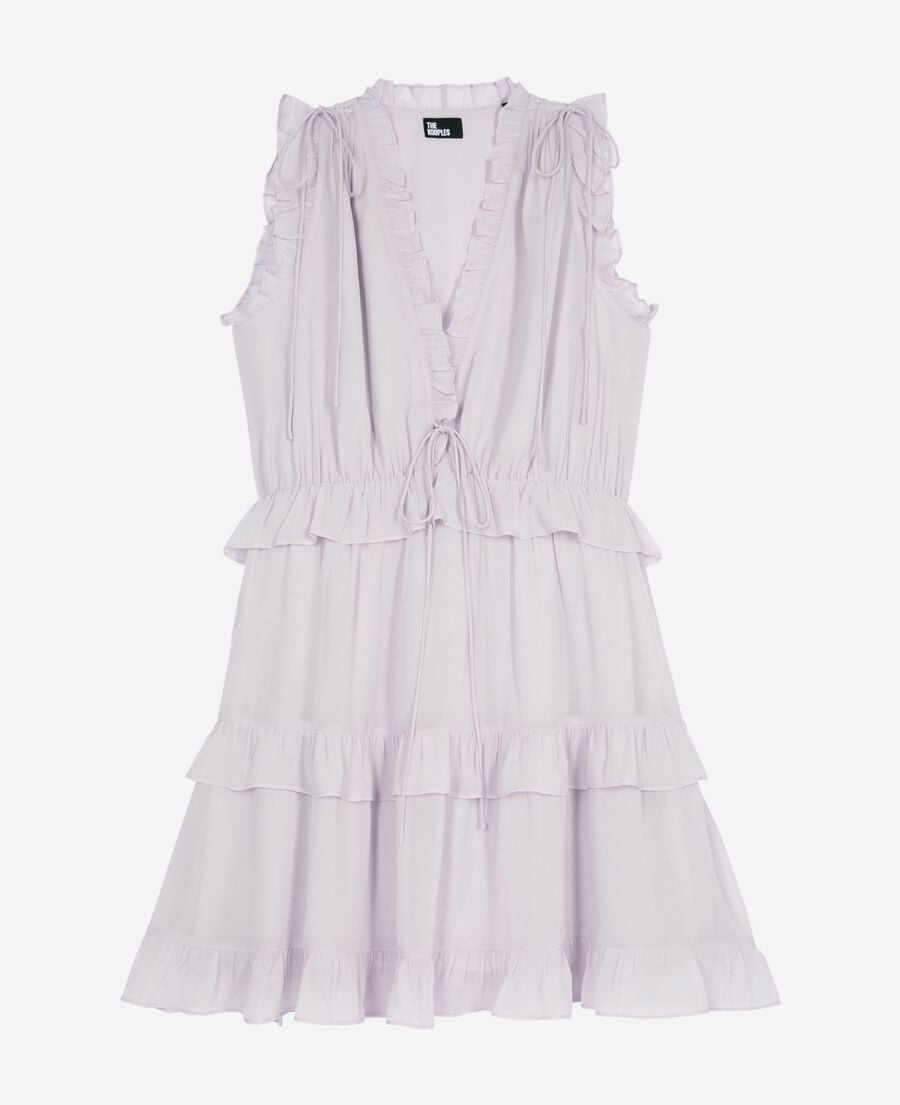 The Kooples FEMME LIGHT PURPLE robe courte avec volants lilas