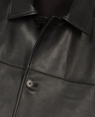 The Kooples HOMME BLACK blouson en cuir &agrave; boutons noir