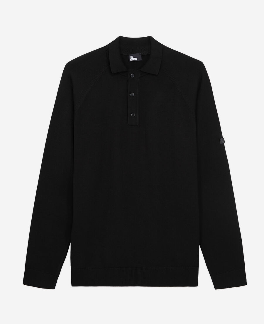 더 쿠플스 The Kooples Polo noir en maille,BLACK